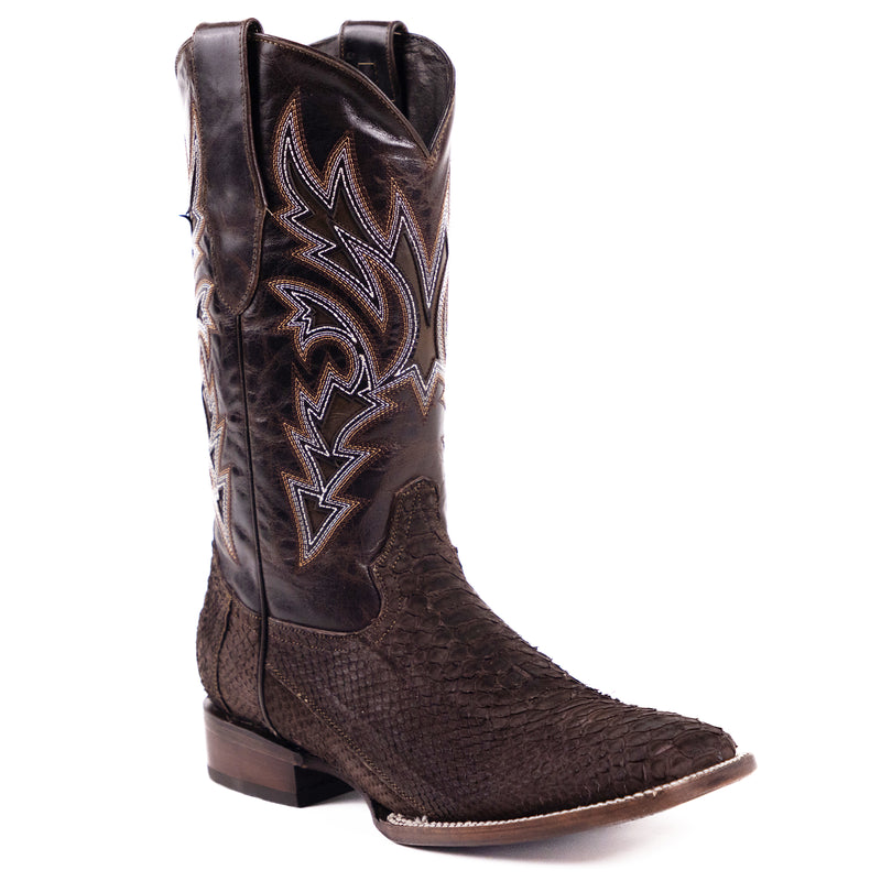 Load image into Gallery viewer, 8002 - RockinLeather Men&#39;s Sanded Chocolate Python Square Toe Western Boot
