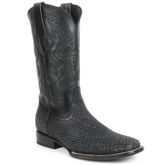 8003 - RockinLeather Men's Distressed Black Genuine Sharkskin Boots