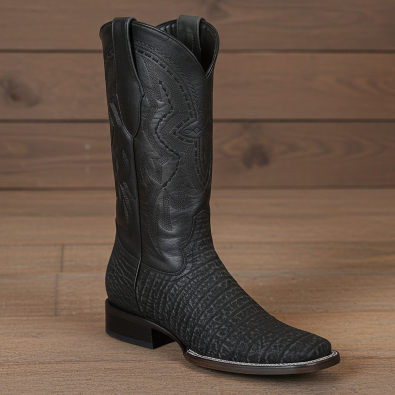 Load image into Gallery viewer, 8003 - RockinLeather Men&#39;s Distressed Black Genuine Sharkskin Boots
