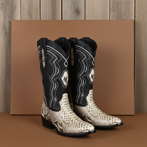 8004 - RockinLeather Men's Genuine Natural Python Boots