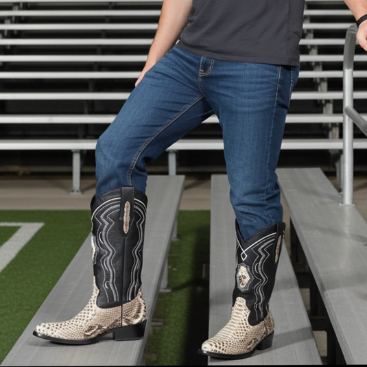 8004 - RockinLeather Men's Genuine Natural Python Boots