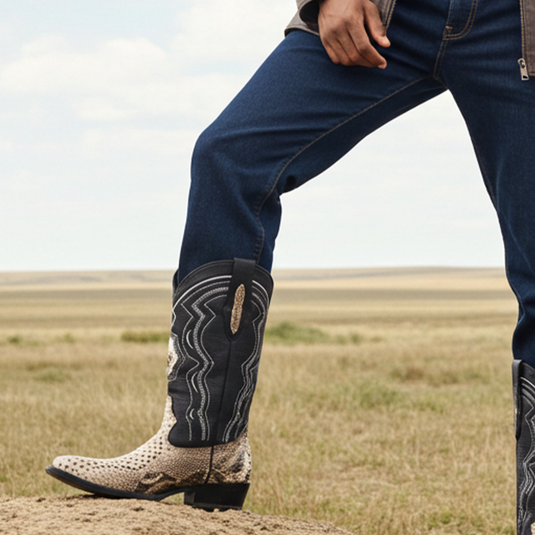 8004 - RockinLeather Men's Genuine Natural Python Boots – D & D Outfitters