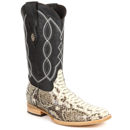 8005 - RockinLeather Men's Natural Python Square Toe Western Boot