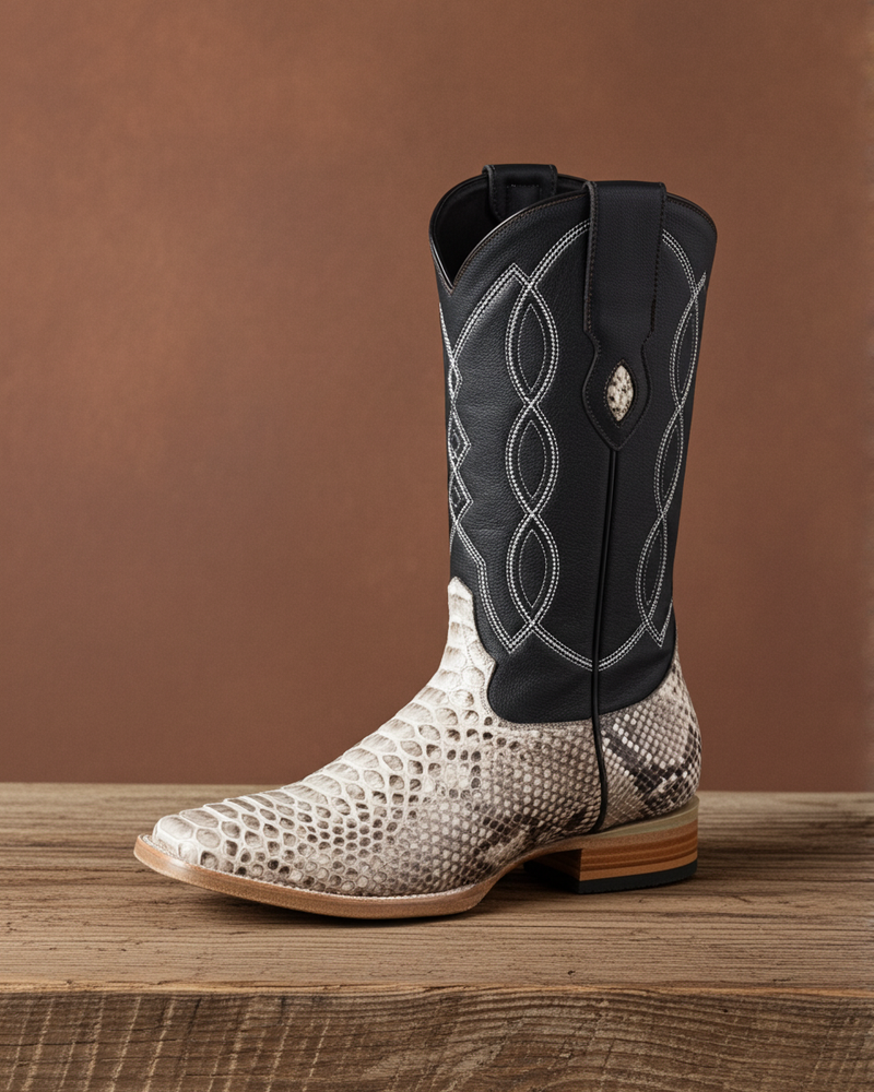 8005 - RockinLeather Men's Natural Python Square Toe Western Boot 8005 - RockinLeather Men's Natural Python Square Toe Western Boot