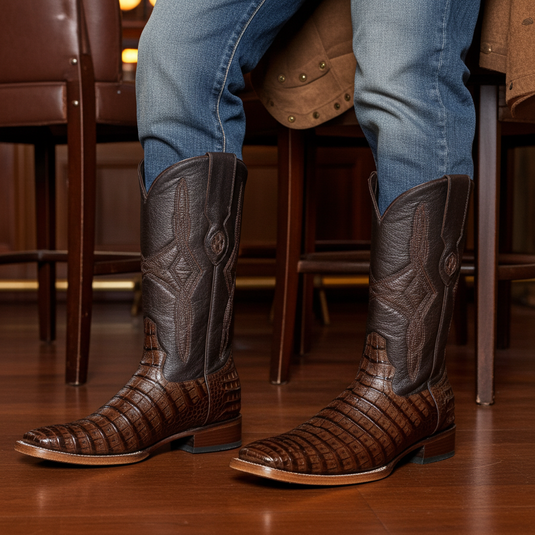 8007 - RockinLeather Men's Infinity Caiman Square Toe Western Boot