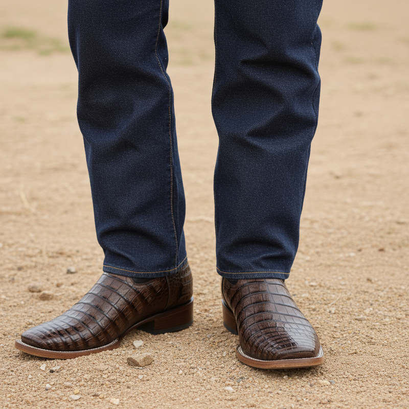 Load image into Gallery viewer, 8007 - RockinLeather Men&#39;s Infinity Caiman Square Toe Western Boot
