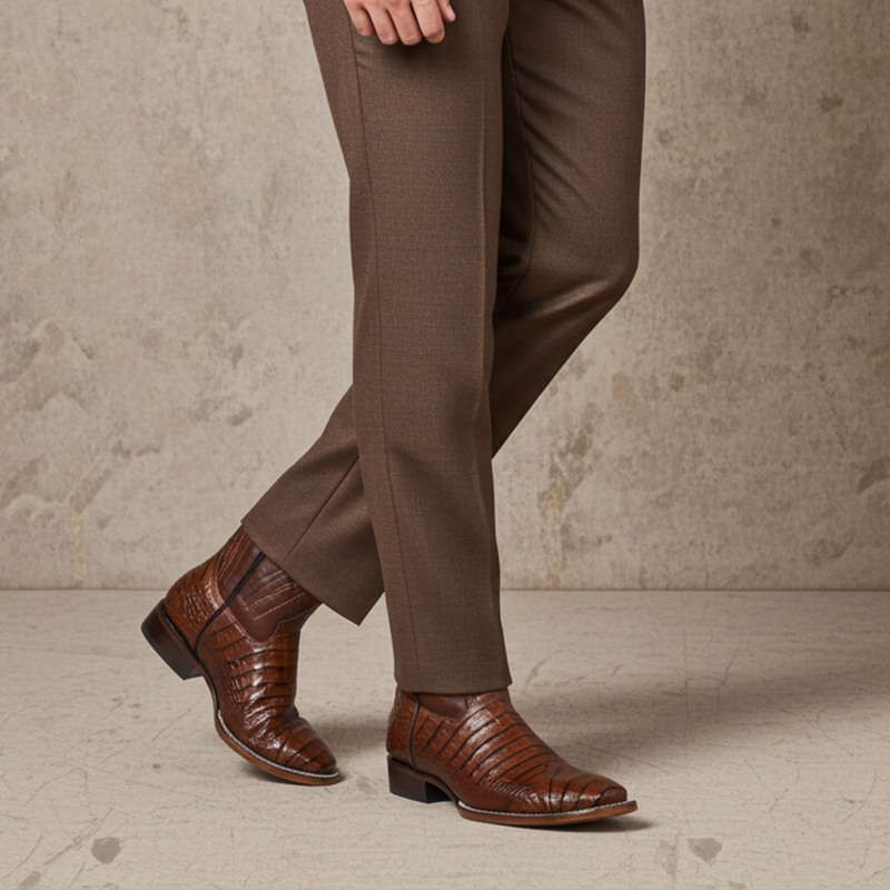 Load image into Gallery viewer, 8008 - RockinLeather Men&#39;s Sidney Caiman Square Toe Western Boot
