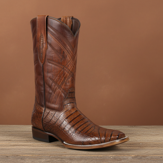 8008 - RockinLeather Men's Sidney Caiman Square Toe Western Boot