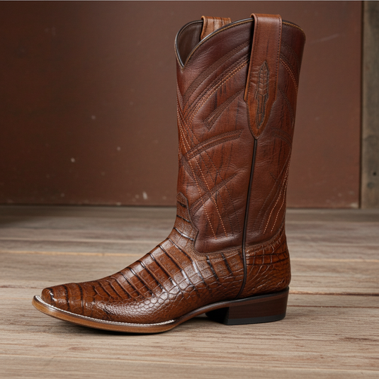 8008 - RockinLeather Men's Sidney Caiman Square Toe Western Boot