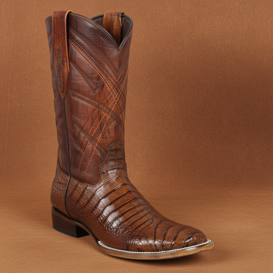 8008 - RockinLeather Men's Sidney Caiman Square Toe Western Boot