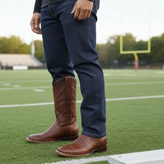 8008 - RockinLeather Men's Sidney Caiman Square Toe Western Boot