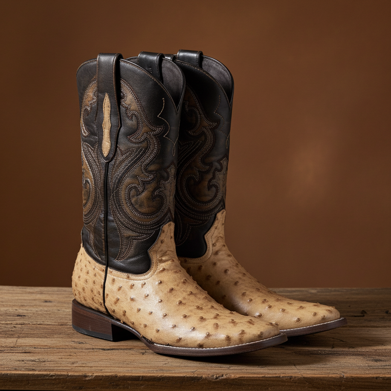 Load image into Gallery viewer, 8011 - RockinLeather Men&#39;s Orix Full Quill Ostrich Square Toe Western Boot
