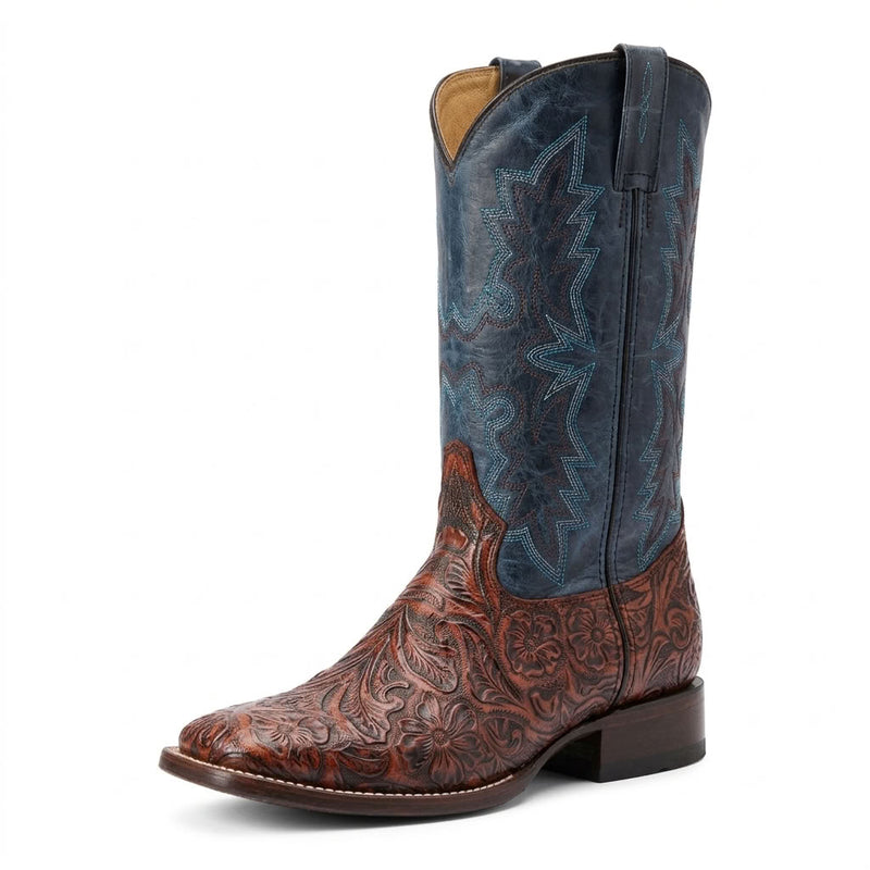 Load image into Gallery viewer, CP5012 - Cowboy Prayer Hand Crafted Cognac Stamped Cowboy Boots
