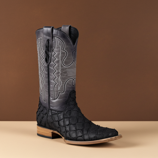 8019 - RockinLeather Men's Genuine Pirarucu Square Toe Western Boot