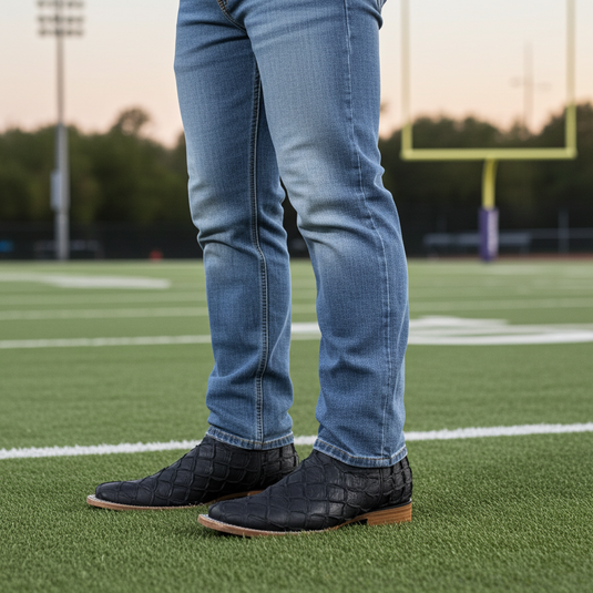 8019 - RockinLeather Men's Genuine Pirarucu Square Toe Western Boot