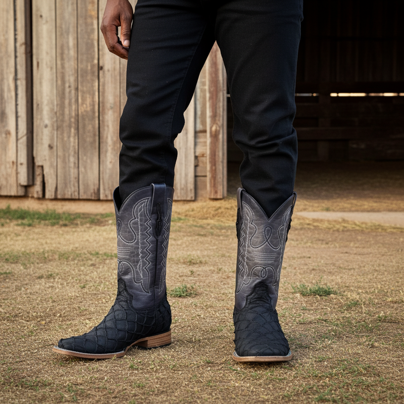 Load image into Gallery viewer, 8019 - RockinLeather Men&#39;s Genuine Pirarucu Square Toe Western Boot
