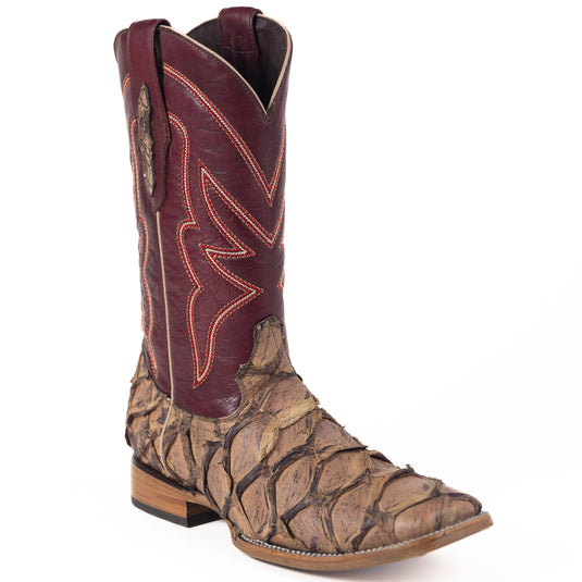 8020 - RockinLeather Men's Genuine Pirarucu Square Toe Western Boot