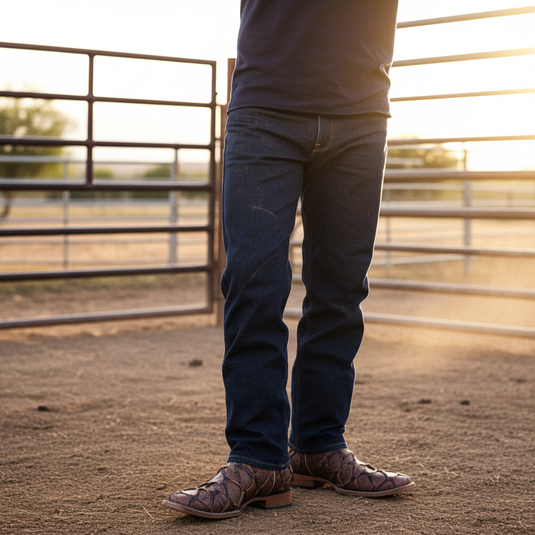 8020 - RockinLeather Men's Genuine Pirarucu Square Toe Western Boot
