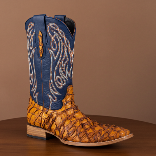 8021 - RockinLeather Men's Genuine Pirarucu Square Toe Western Boot
