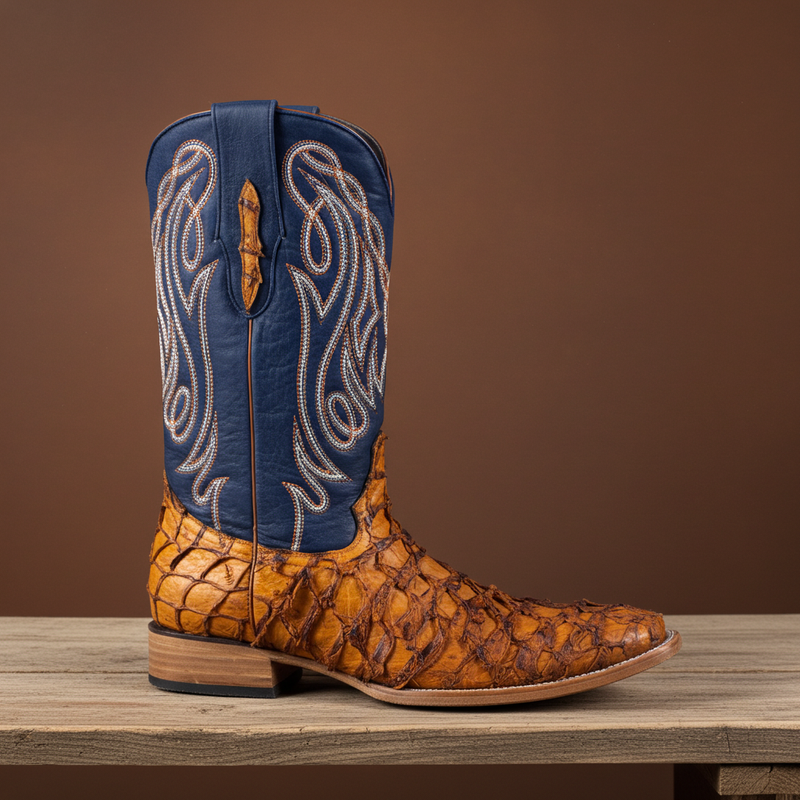 Load image into Gallery viewer, 8021 - RockinLeather Men&#39;s Genuine Pirarucu Square Toe Western Boot
