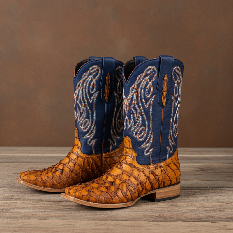 Load image into Gallery viewer, 8021 - RockinLeather Men&#39;s Genuine Pirarucu Square Toe Western Boot
