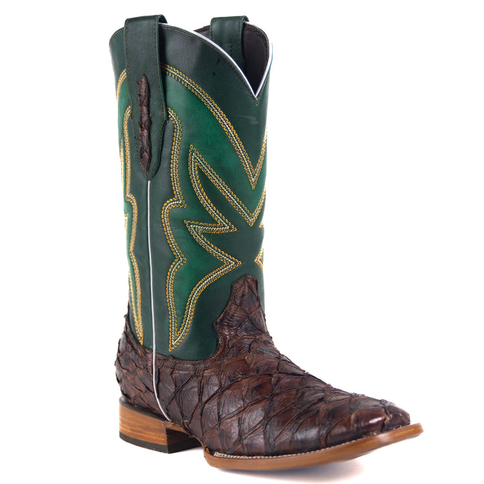 8022 - RockinLeather Men's Genuine Pirarucu Square Toe Western Boot