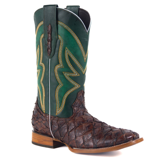 8022 - RockinLeather Men's Genuine Pirarucu Square Toe Western Boot