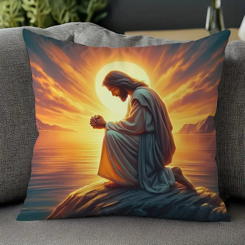 Load image into Gallery viewer, TMPL141 - 1 Piece - 18&quot; x 18&quot; Jesus Praying Throw Pillow
