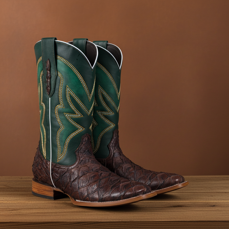 Load image into Gallery viewer, 8022 - RockinLeather Men&#39;s Genuine Pirarucu Square Toe Western Boot
