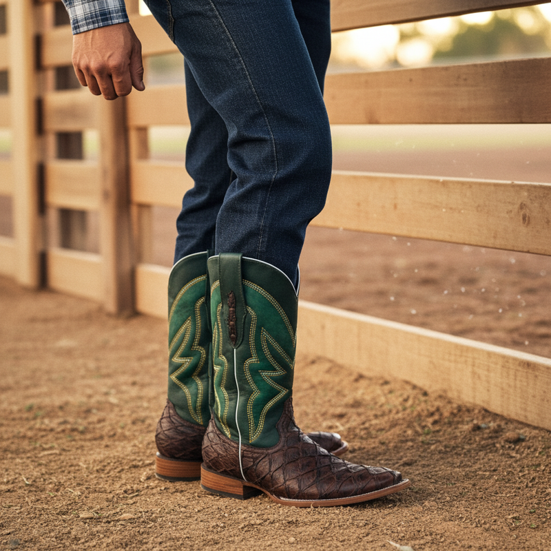 Load image into Gallery viewer, 8022 - RockinLeather Men&#39;s Genuine Pirarucu Square Toe Western Boot
