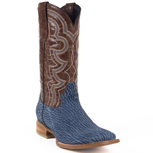 8025 - RockinLeather Men's Blue Buffalo Square Toe Western Boot