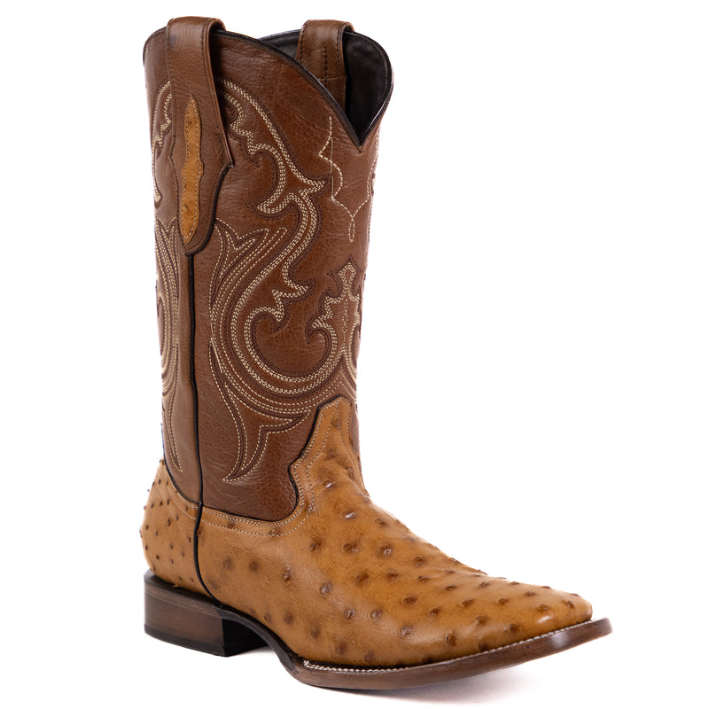 Load image into Gallery viewer, 8026 - RockinLeather Men&#39;s Honey Full Quill Ostrich Square Toe Western Boot
