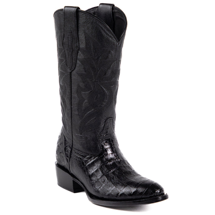 8028 - RockinLeather Men's Black R-Toe Caiman Western Boot