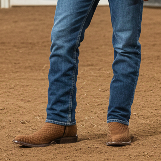 8031 - RockinLeather Men's Genuine Sanded Honey Python Boots With Zipper