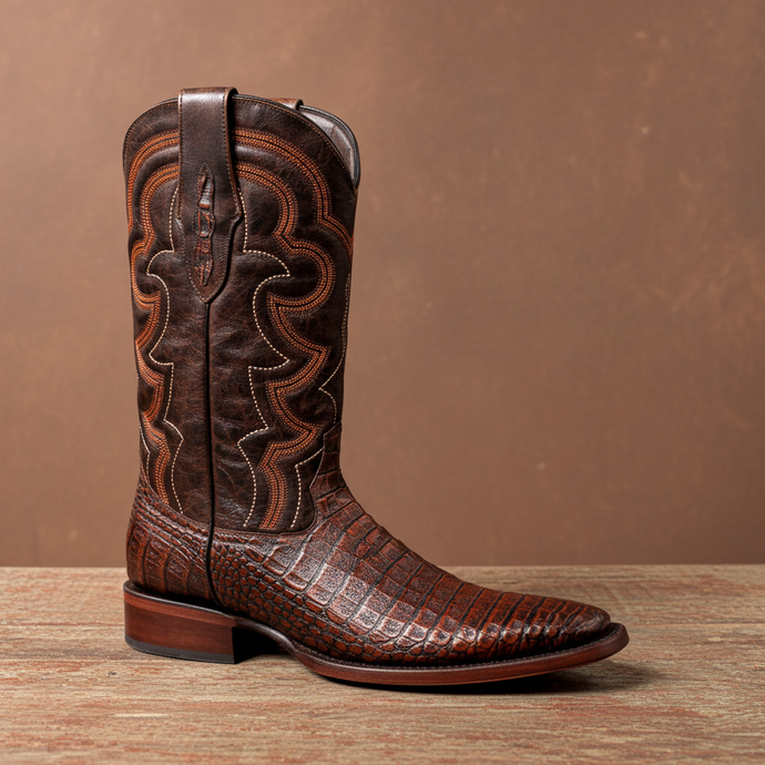 8033 - RockinLeather Men's Caiman Square Toe Western Boot
