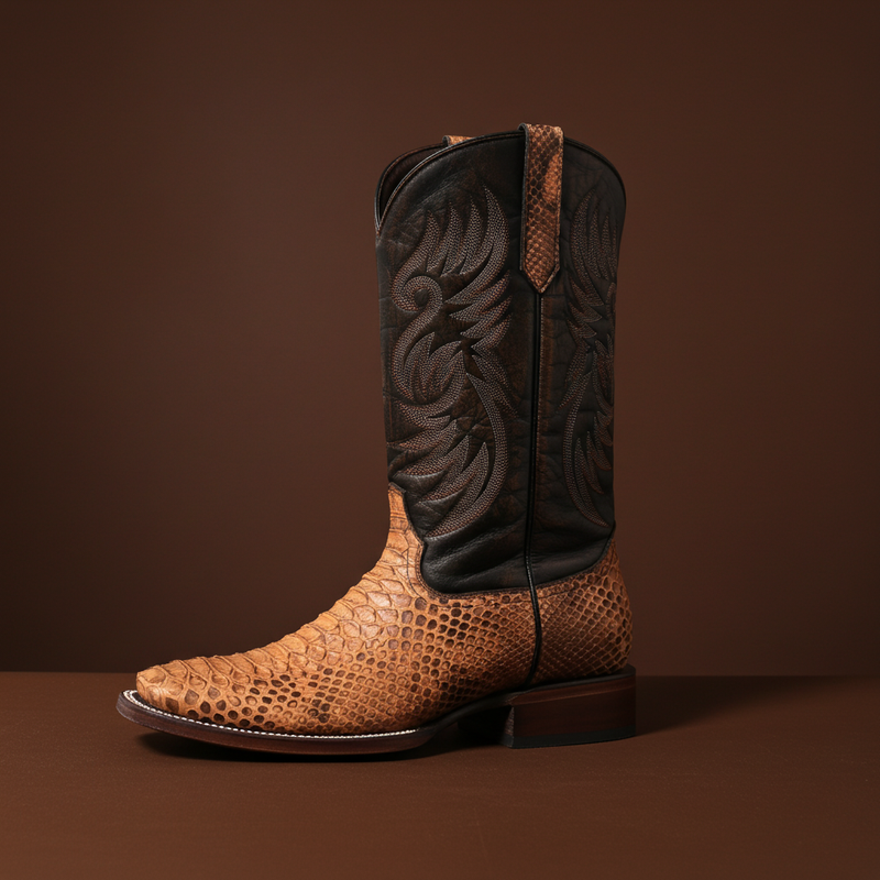 Load image into Gallery viewer, 8036 - RockinLeather Men&#39;s Tan Python Square Toe Western Boot
