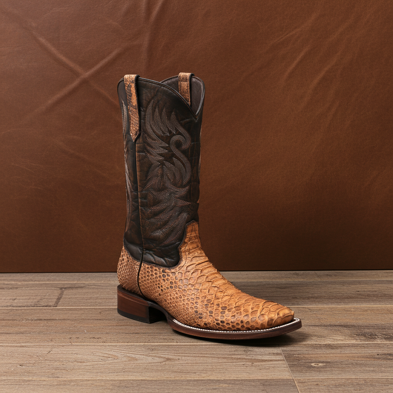 Load image into Gallery viewer, 8036 - RockinLeather Men&#39;s Tan Python Square Toe Western Boot
