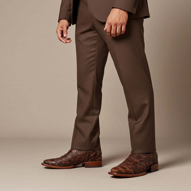 Load image into Gallery viewer, 8037 - RockinLeather Men&#39;s Genuine Pirarucu Square Toe Western Boot
