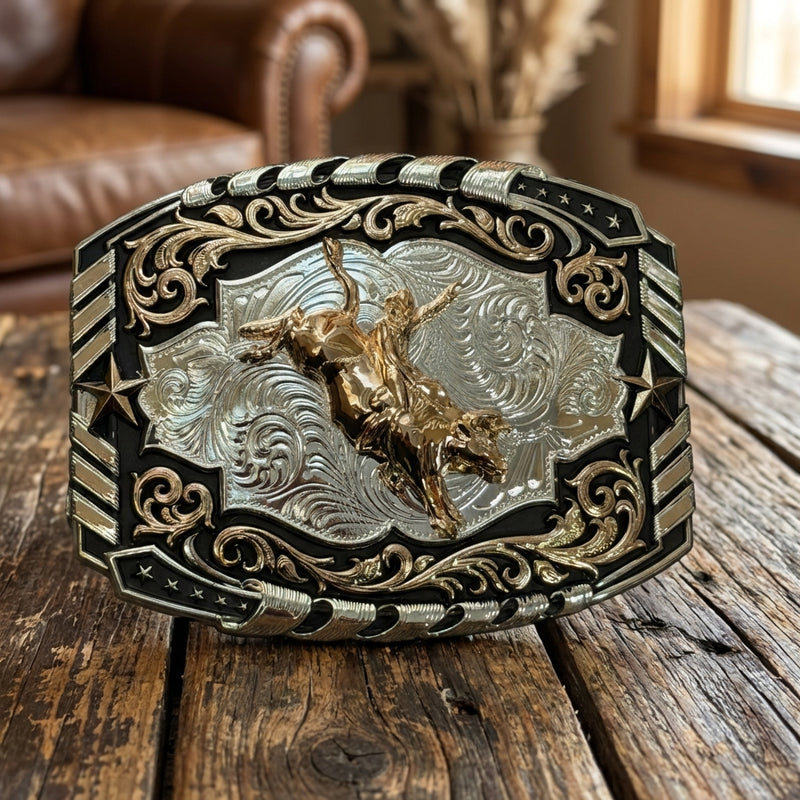 Load image into Gallery viewer, AWW2 - Bullrider 3 Tone Buckle
