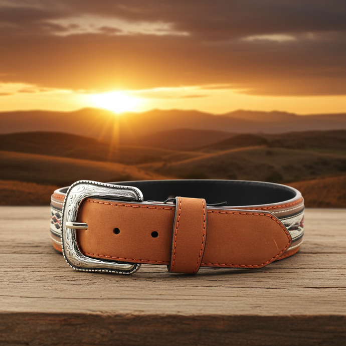 CP1014 - Cowboy Prayer Brown Cowhide Leather Belt w/ Overlays
