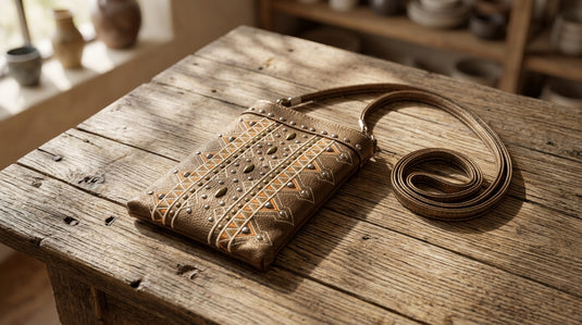 Rainbow Purse 8 - Brown with Orange Stitching