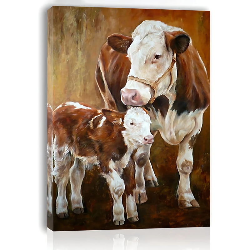 Load image into Gallery viewer, TMSG15 - Rustic Farmhouse Cow &amp; Calf Framed Canvas Art
