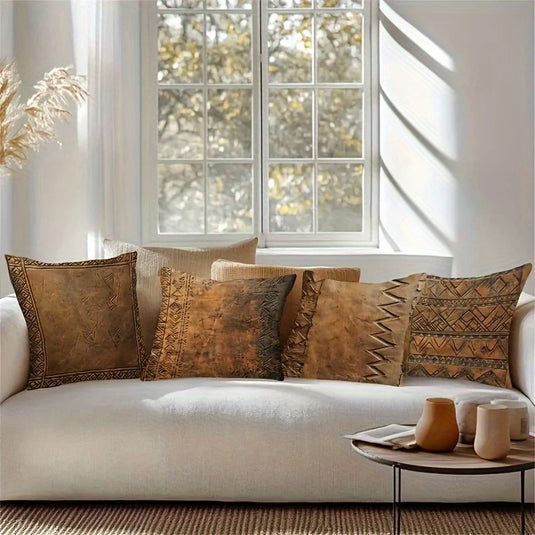 TMPL101 - 4 Piece Set - 18" x 18" Leather Look Throw Pillows