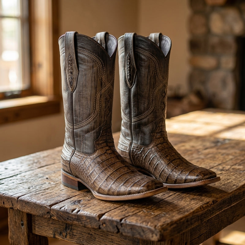 Load image into Gallery viewer, 8009 - RockinLeather Men's West Caiman Square Toe Western Boot
