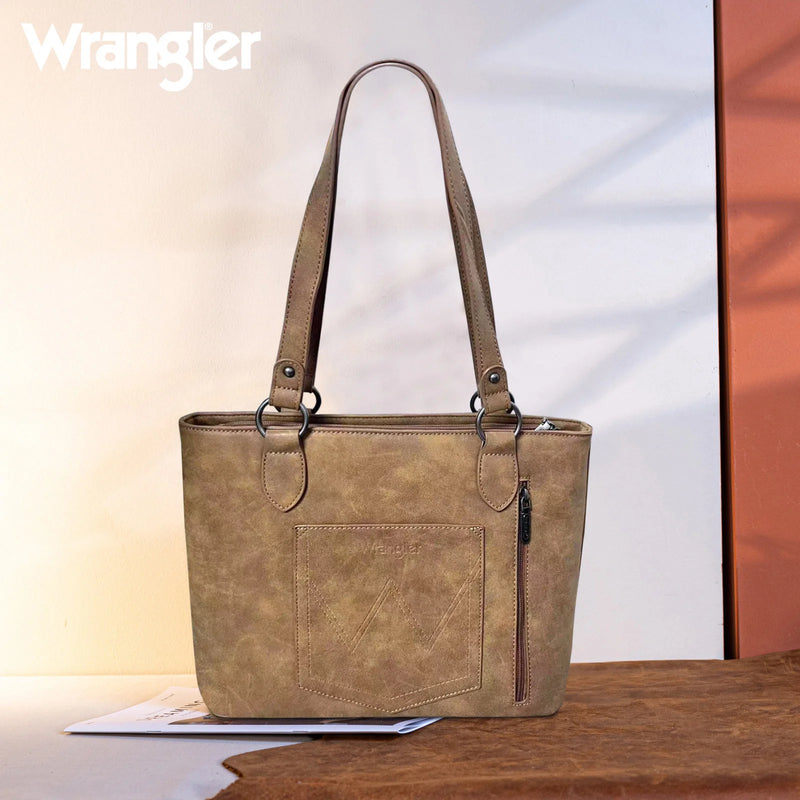 Load image into Gallery viewer, WRS-1017LBR - Wrangler Multi Pockets Concealed Carry Tote - Light Brown
