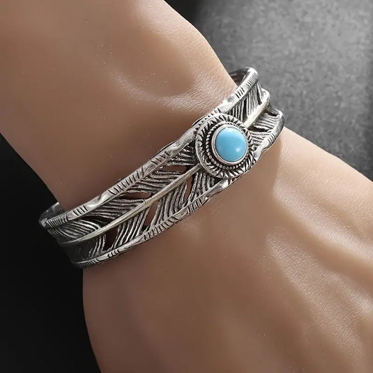 TMBC6 - Synthetic Turquoise Open Bangle Bracelet