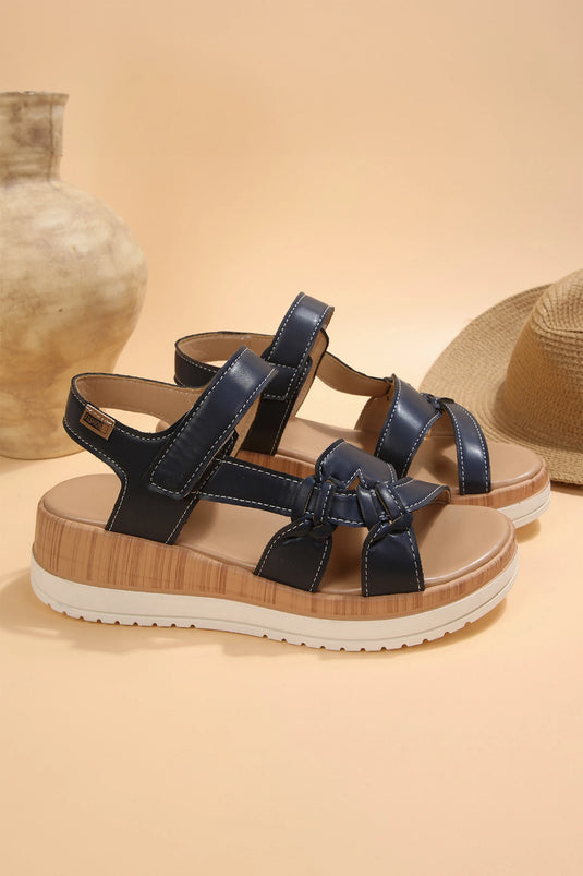 DLLSHOE 114 - Color Black Low Cut PU Leather Slip-on TPR Sole Casual Sandals