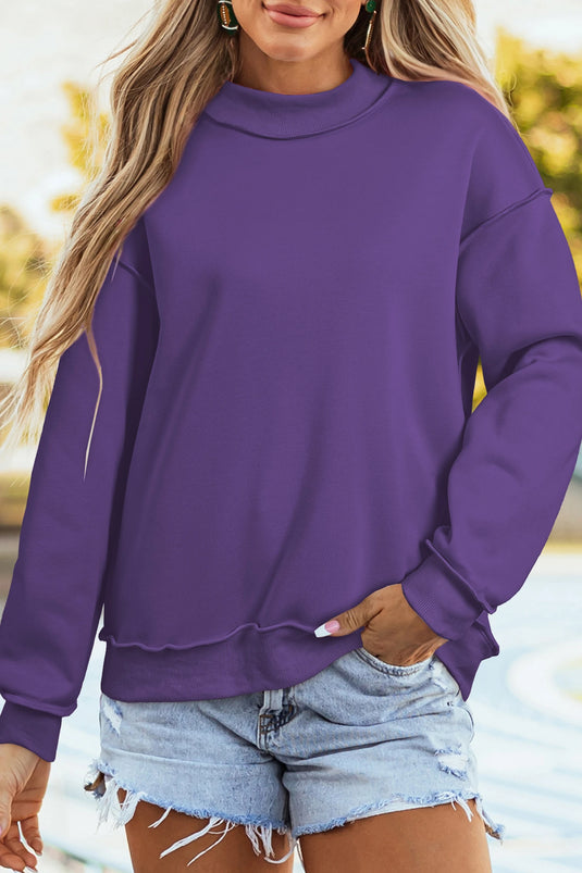 DLLS1132 - Ladies Tillandsia Purple Oversize Reversible Mock Neck Sweatshirt