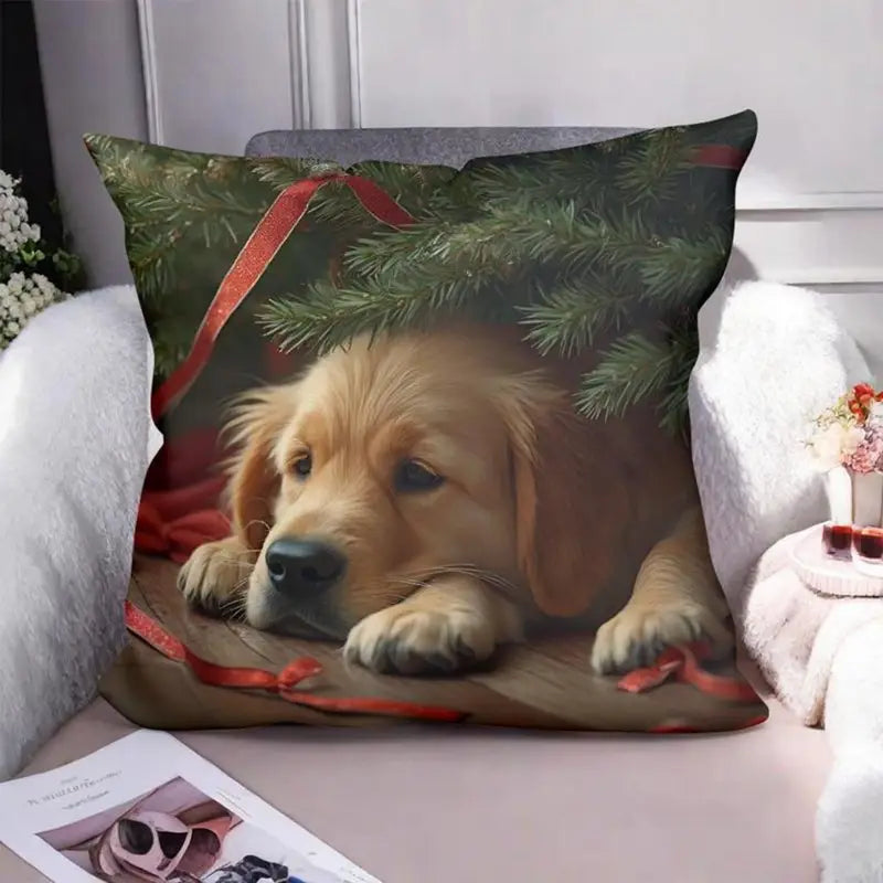 Load image into Gallery viewer, TMPL145 - 1 Piece - 18&quot; x 18&quot; Golden Retriever Christmas Throw Pillow
