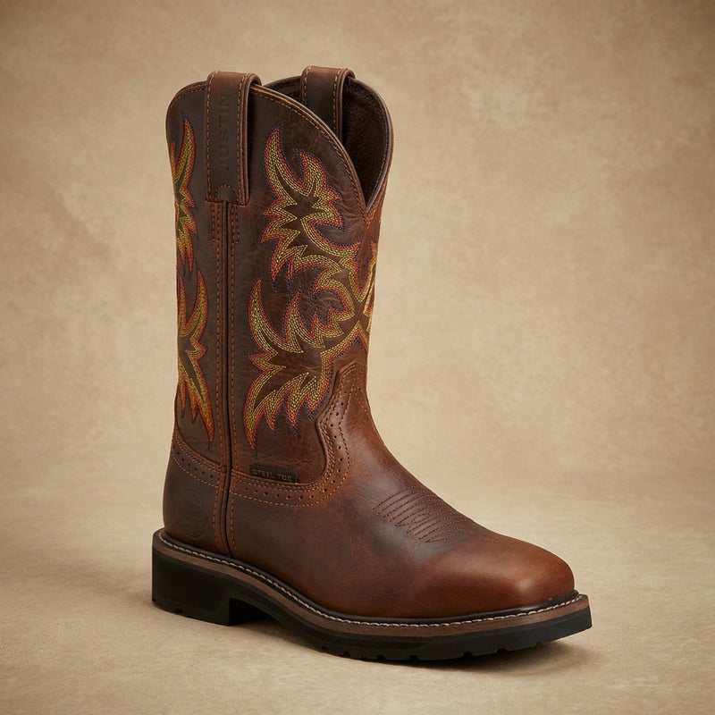 Load image into Gallery viewer, WKL4682 - Justin Ladies Rugged Tan Stampede Square Toe
